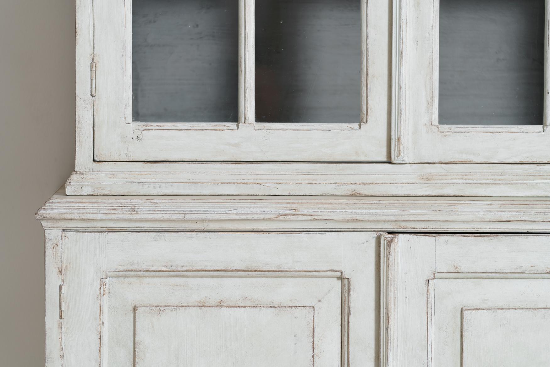 Swedish Gustavian Style Four-Door Glass Vitrine Bookcase Cabinet In Good Condition In Wichita, KS