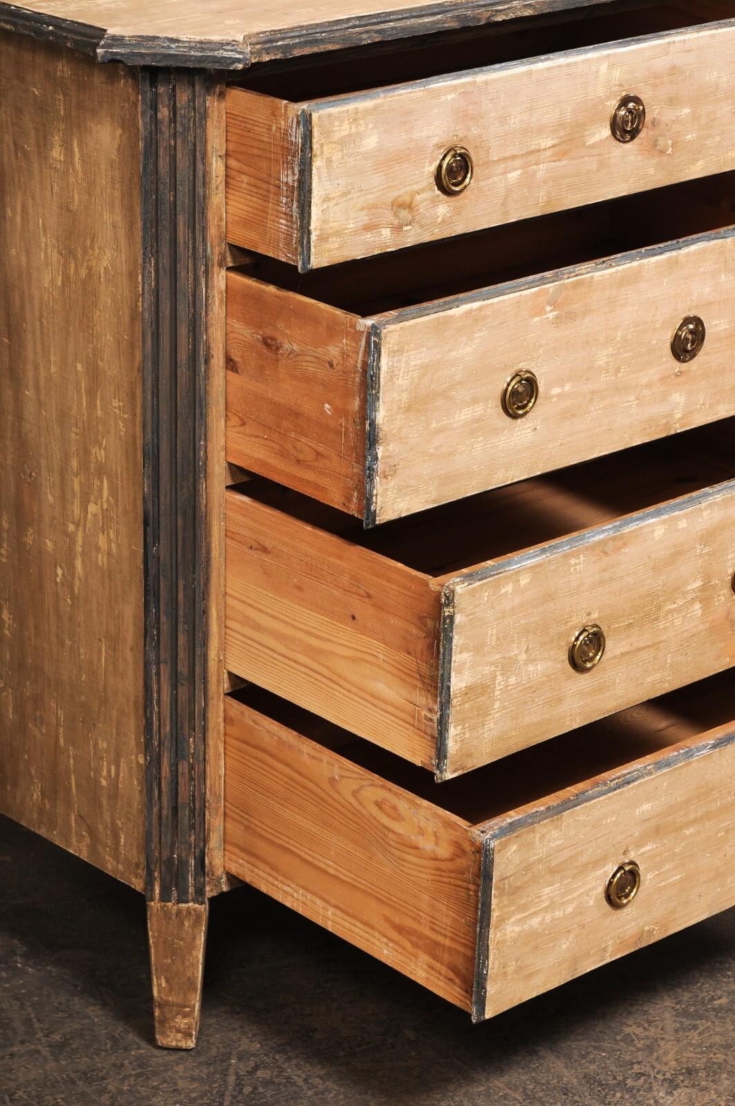 20th Century Swedish Gustavian Style Four Drawer Chest, Late 19th C. For Sale
