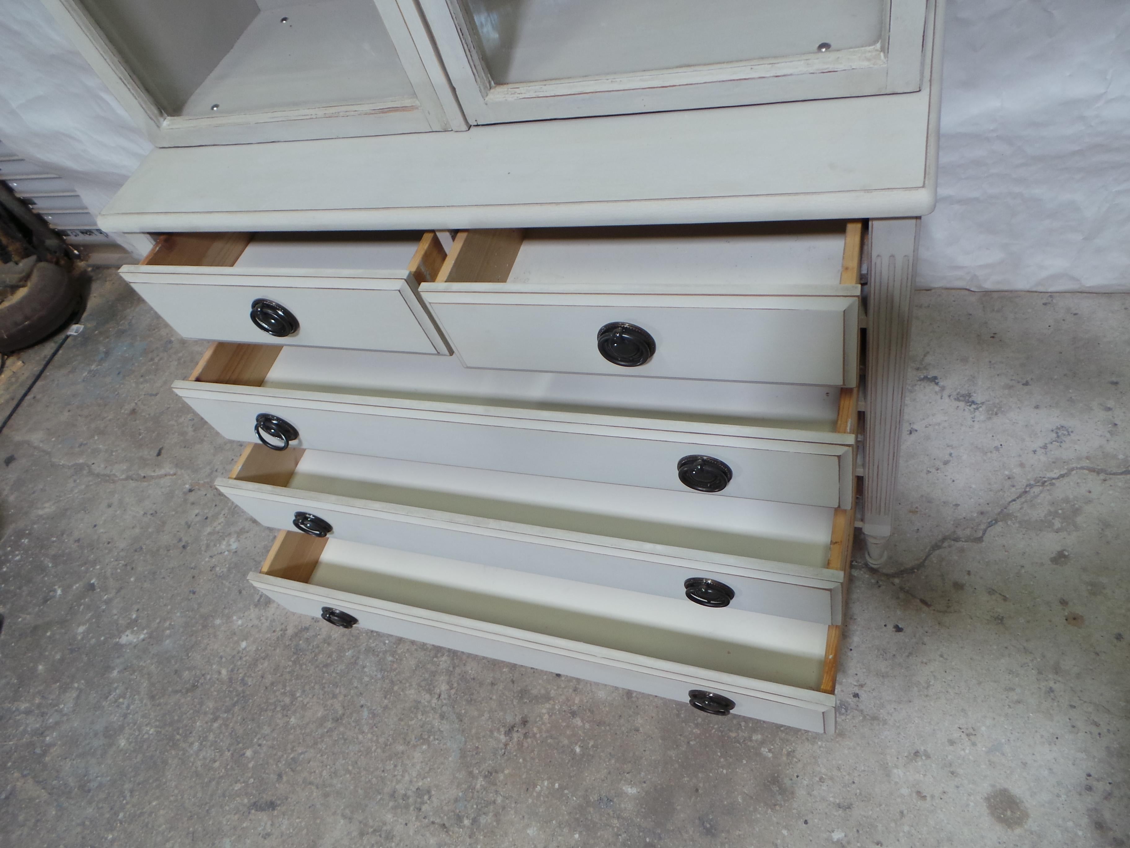Swedish Gustavian Style Glass Top Cabinet 9