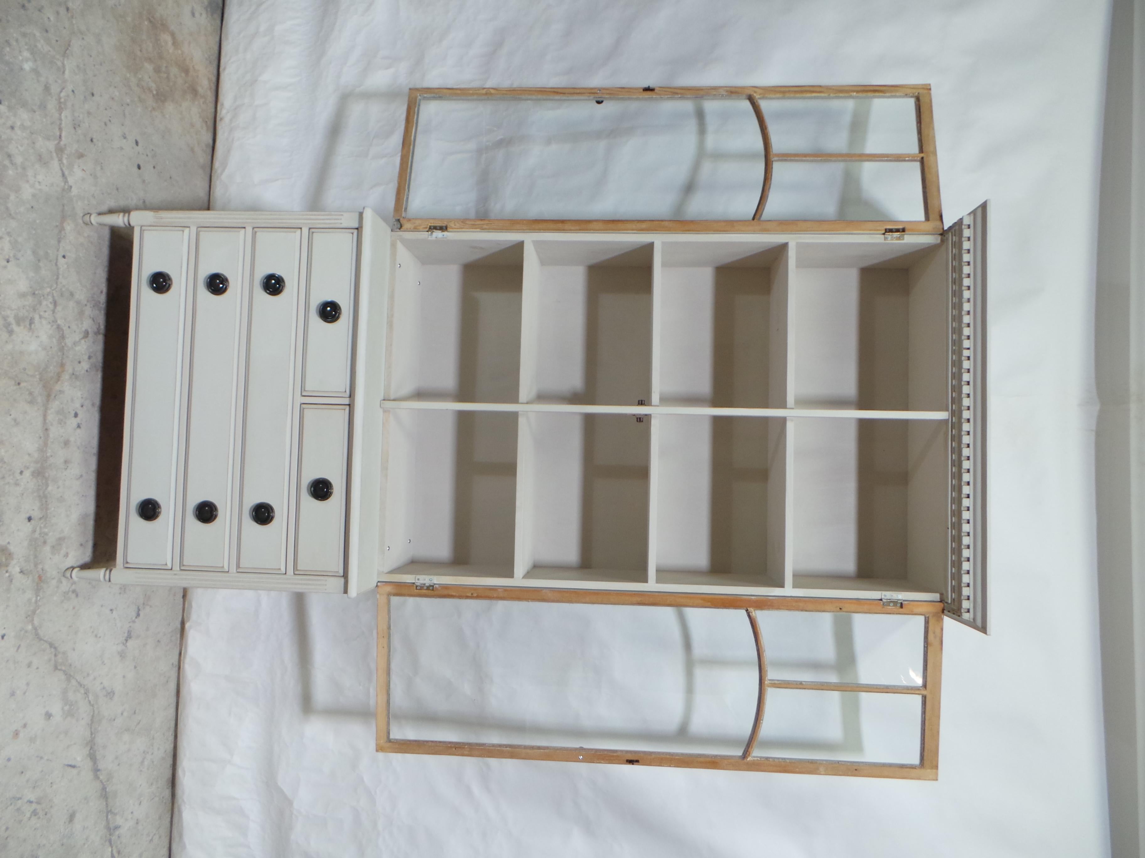 Late 20th Century Swedish Gustavian Style Glass Top Cabinet