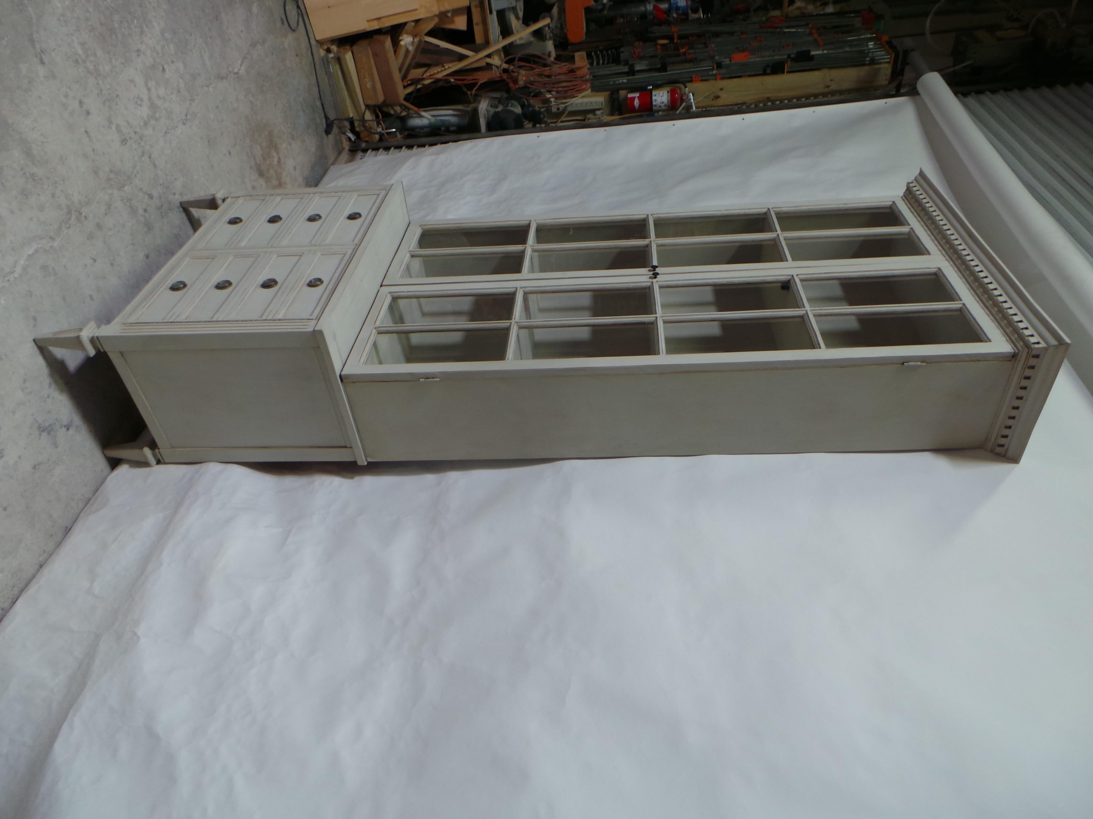 Berlin Iron Swedish  Gustavian  Style Glass Top Cabinet