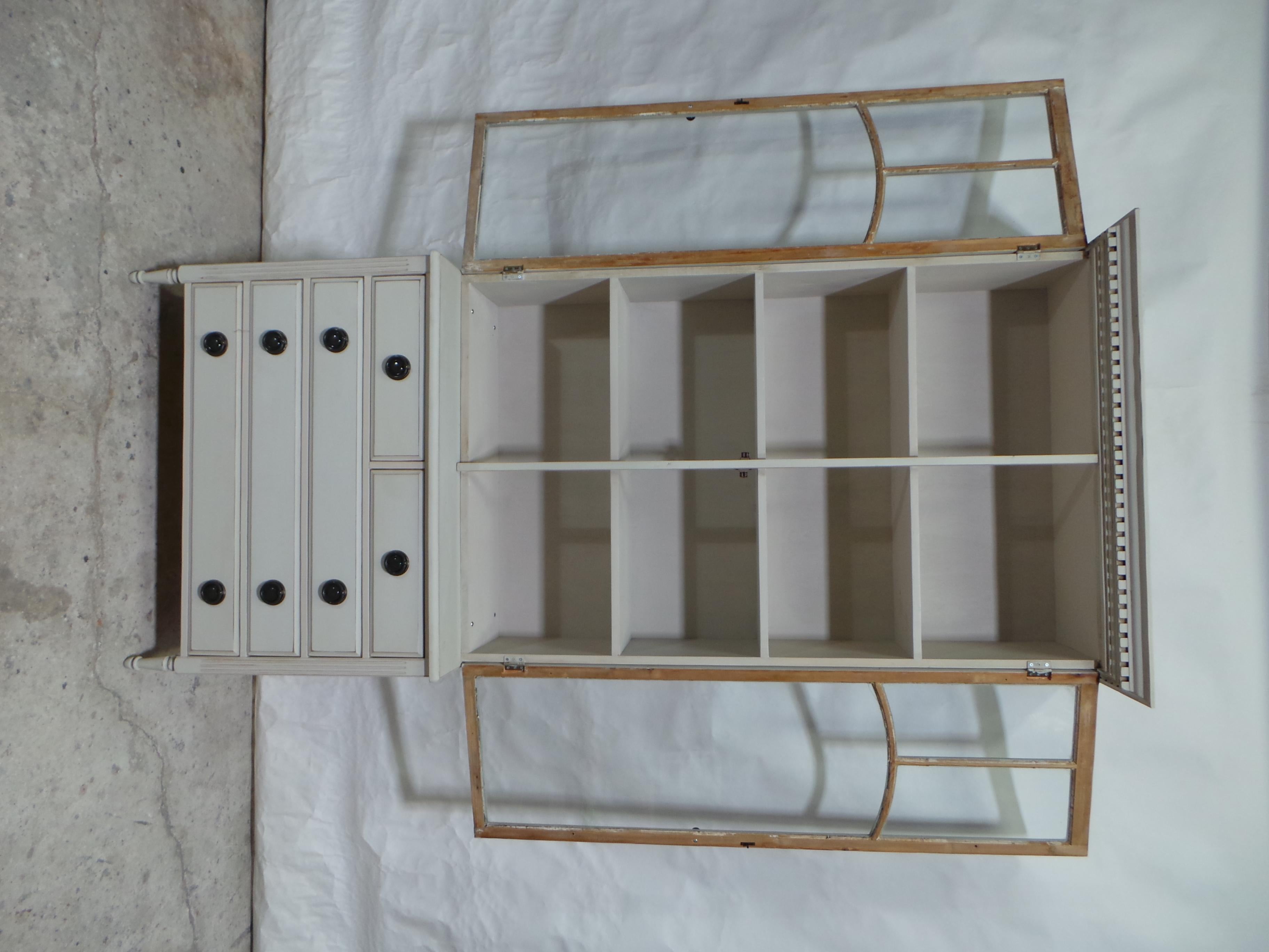 Swedish Gustavian Style Glass Top Cabinet 1