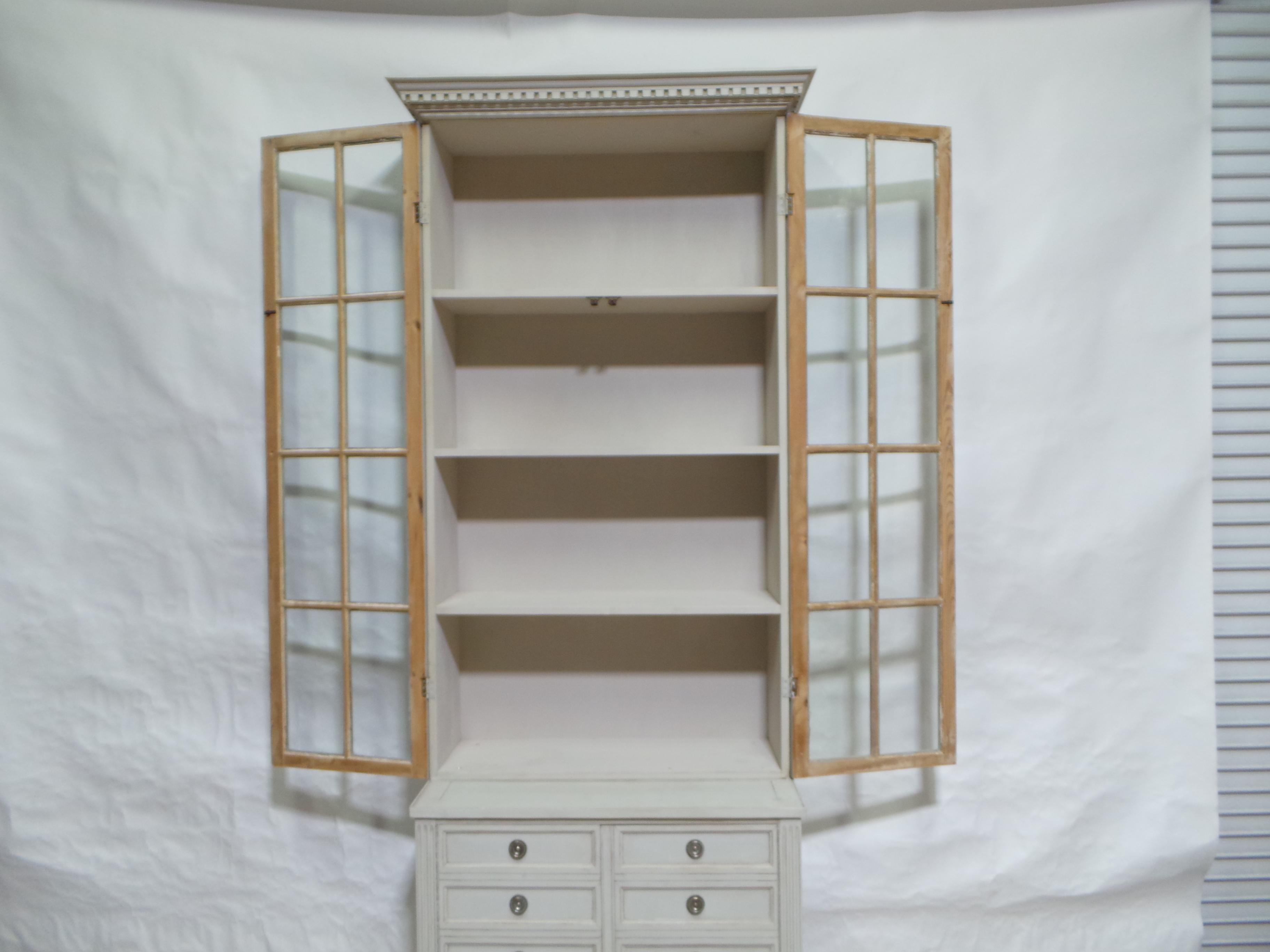 Swedish  Gustavian  Style Glass Top Cabinet 2