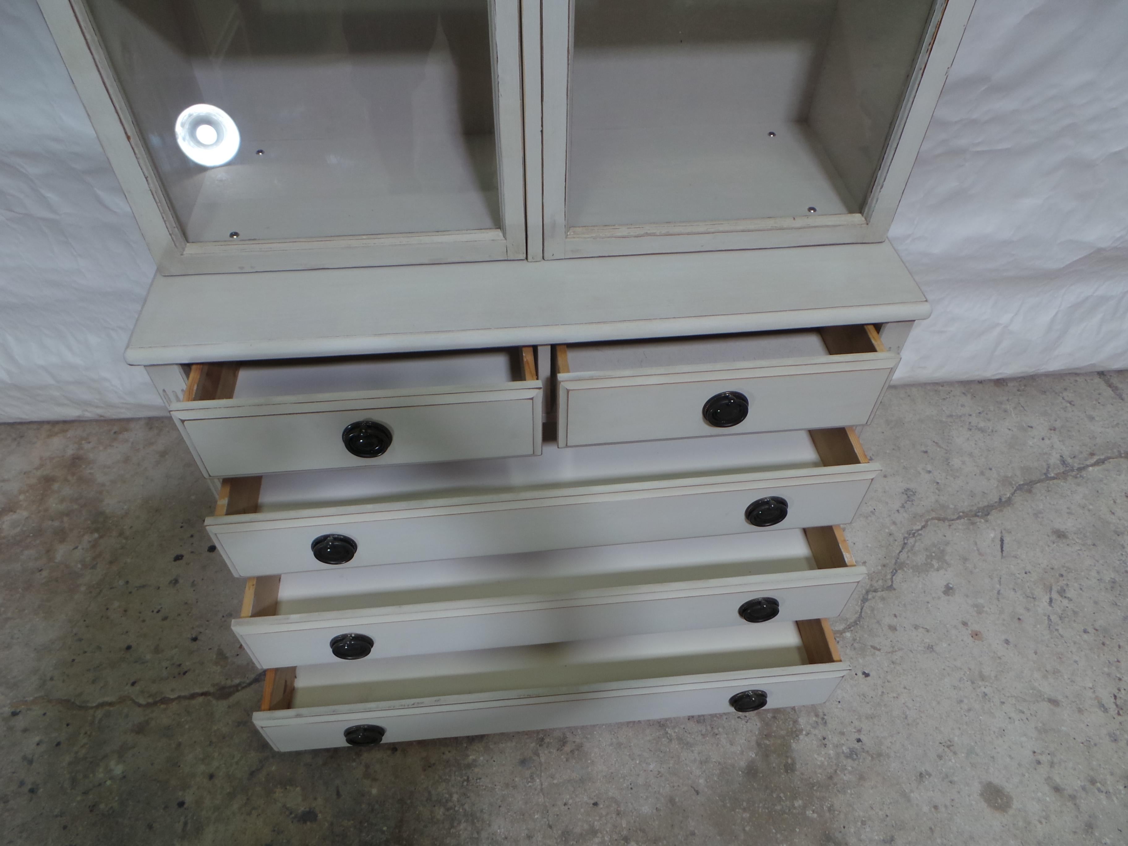 Swedish Gustavian Style Glass Top Cabinet 3