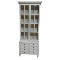 Vintage Swedish  Gustavian  Style Glass Top Cabinet