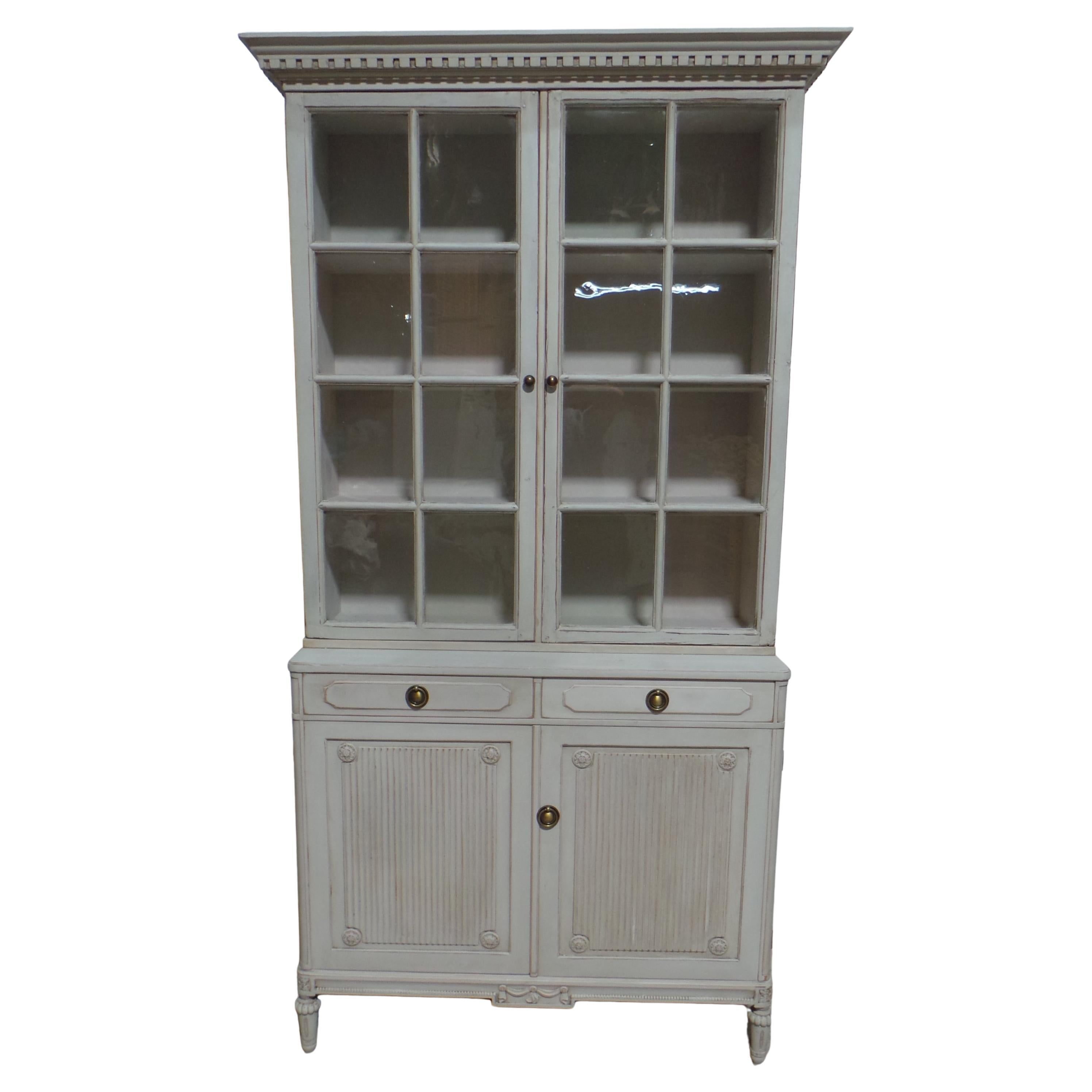 Swedish Gustavian Style Glass Top Cabinet