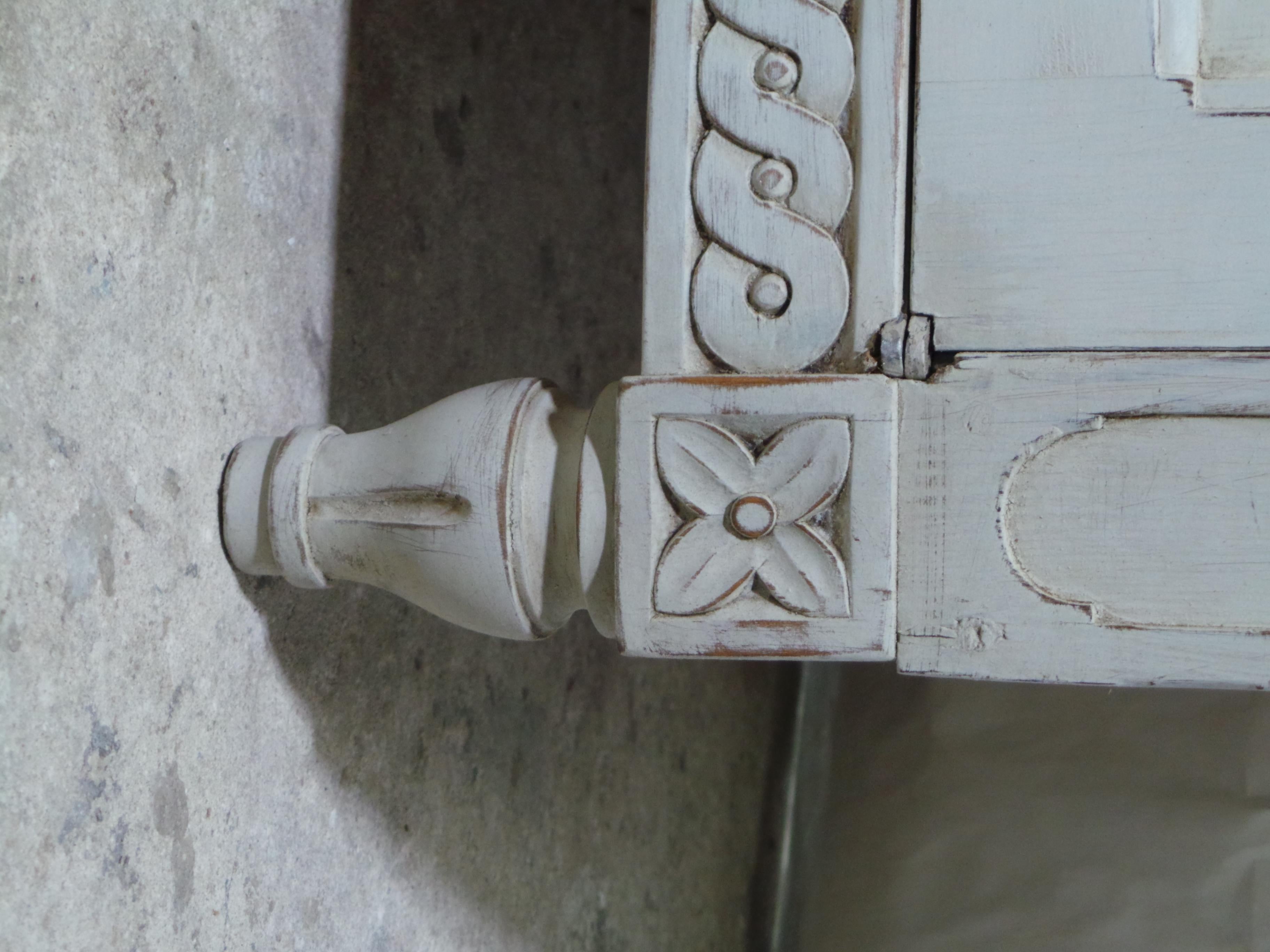 Swedish Gustavian Style Glass Top Corner Hutch 4