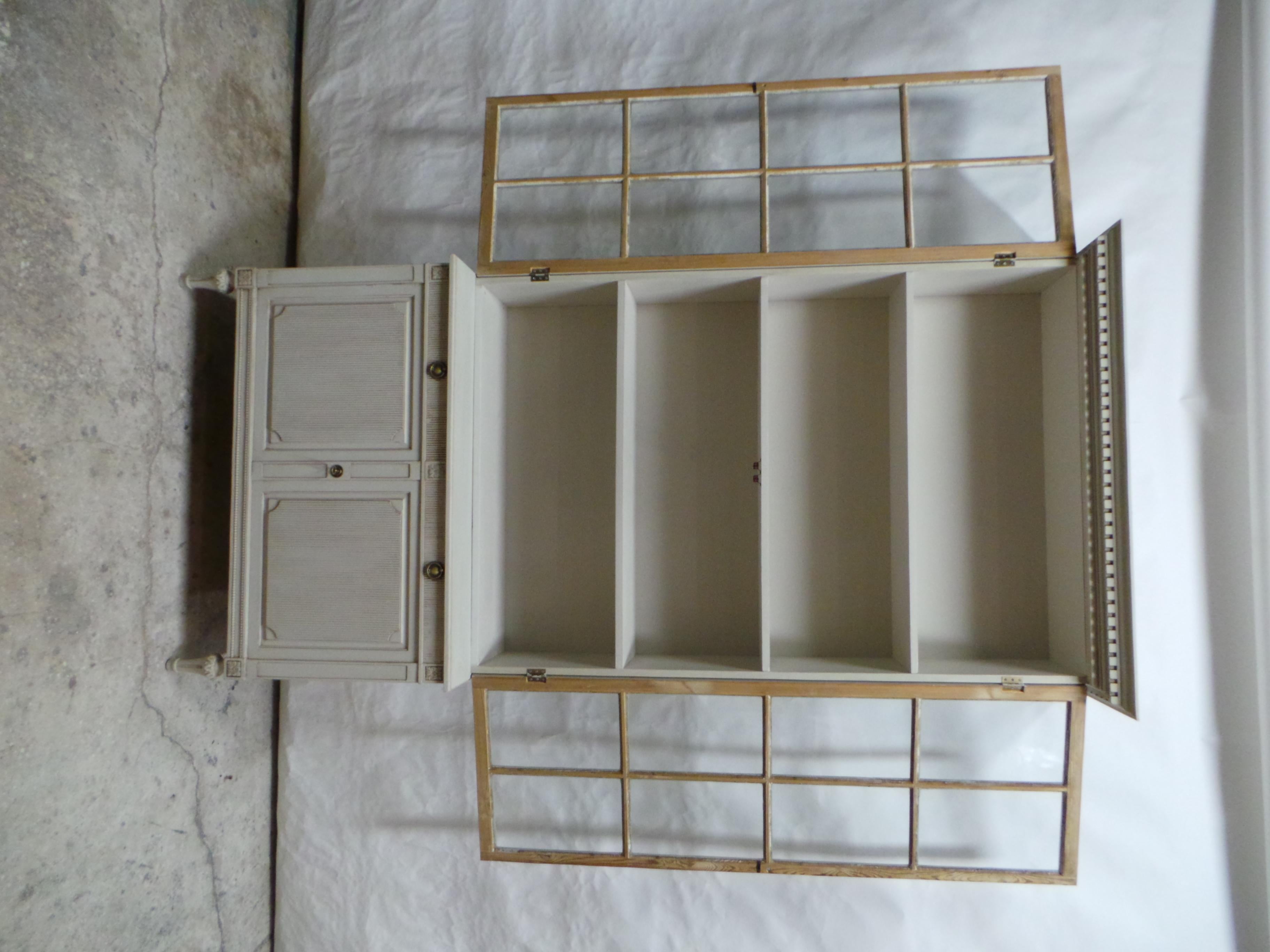 Swedish Gustavian Style Glass Top Hutch For Sale 5