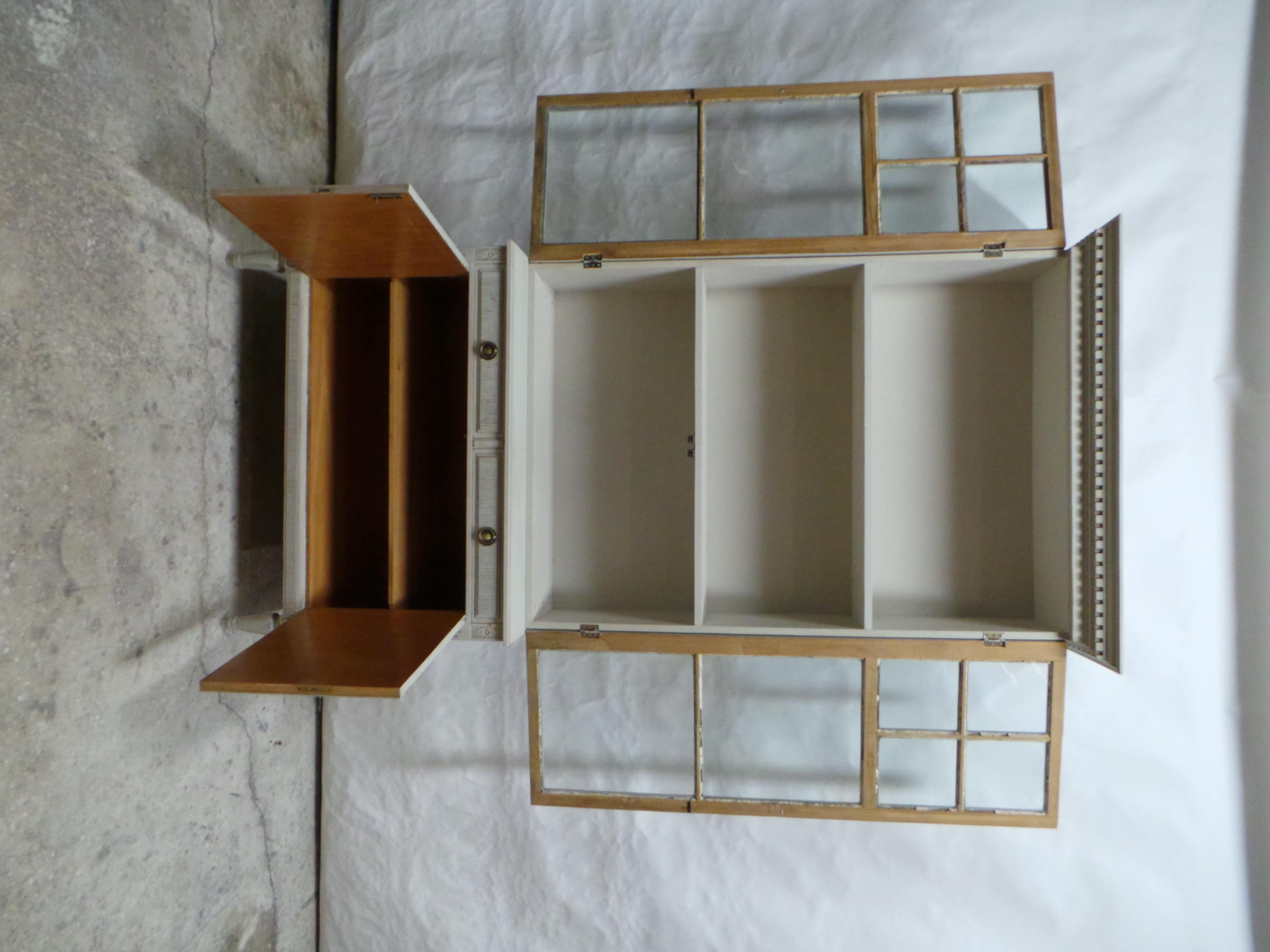 Swedish Gustavian Style Glass Top Hutch For Sale 5