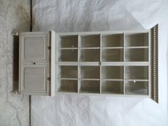 Swedish Gustavian Style Glass Top Hutch
