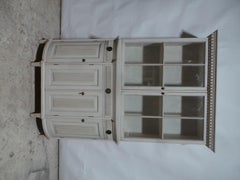 Swedish Gustavian Style Glass Top Hutch