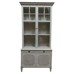 Retro Swedish Gustavian Style Glass Top Hutch