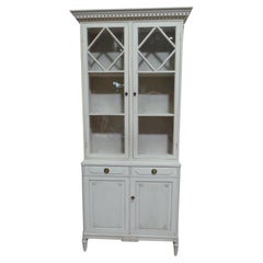 Swedish Gustavian Style Glass Top Hutch
