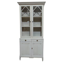 Swedish Gustavian Style Glass Top Hutch