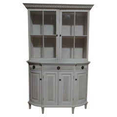 Swedish Gustavian Style Glass Top Hutch