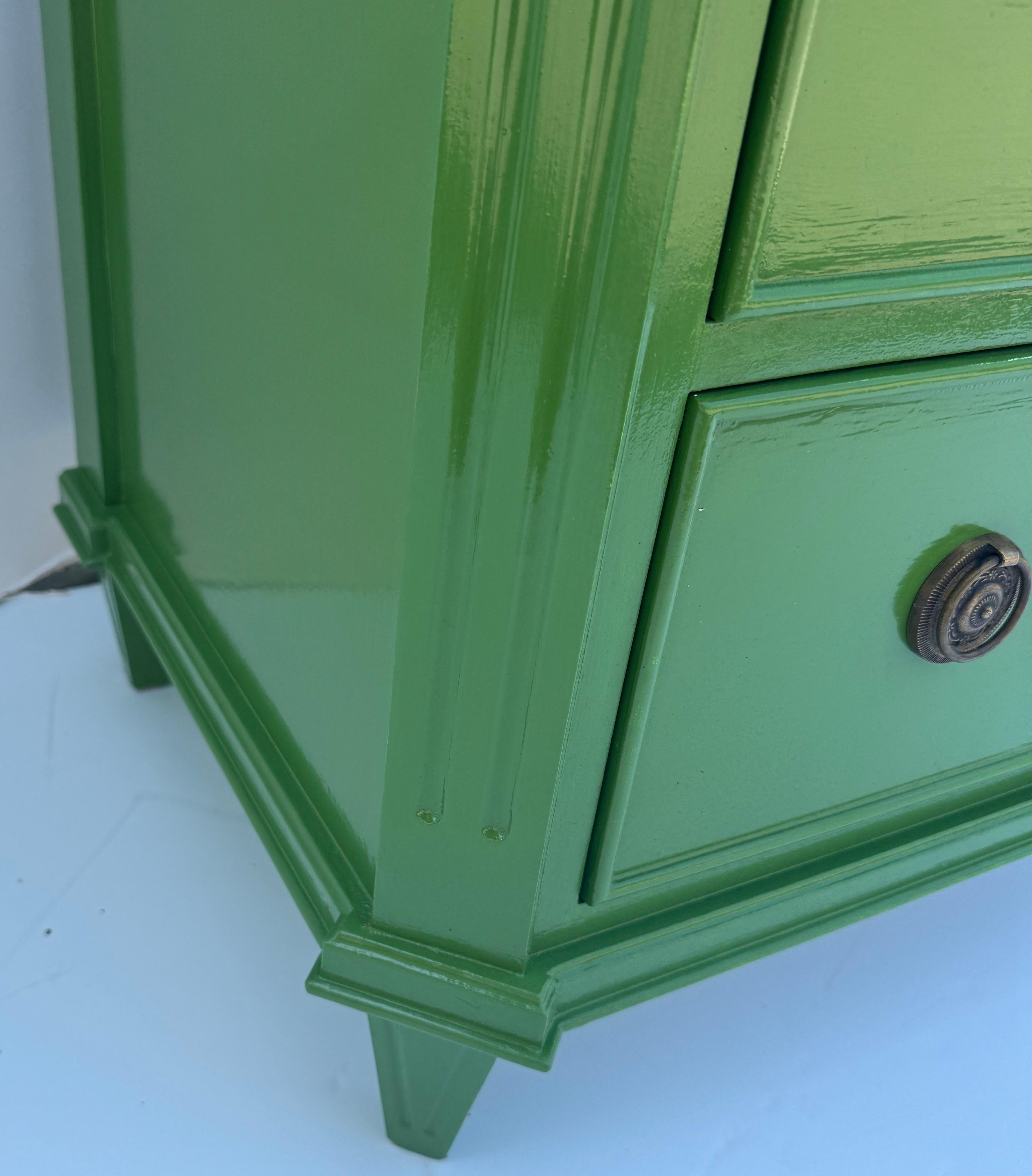 Contemporary Swedish Gustavian Style Green Lacquered Chest of Drawers or Commode