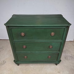 Swedish Gustavian Style Green Painted Chest of Drawers Dresser