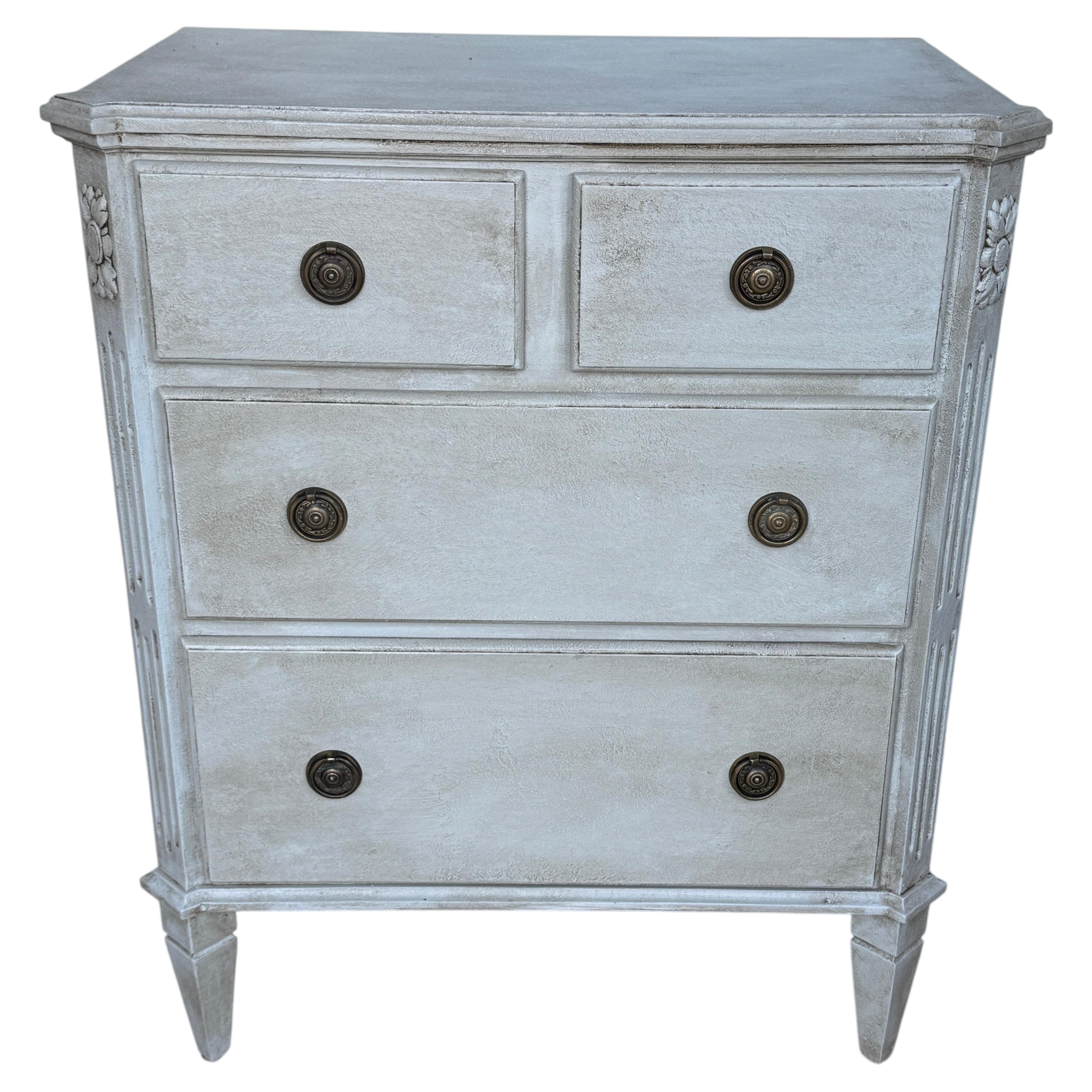 Swedish Gustavian Style Hand-Painted Commode Chest of Drawers