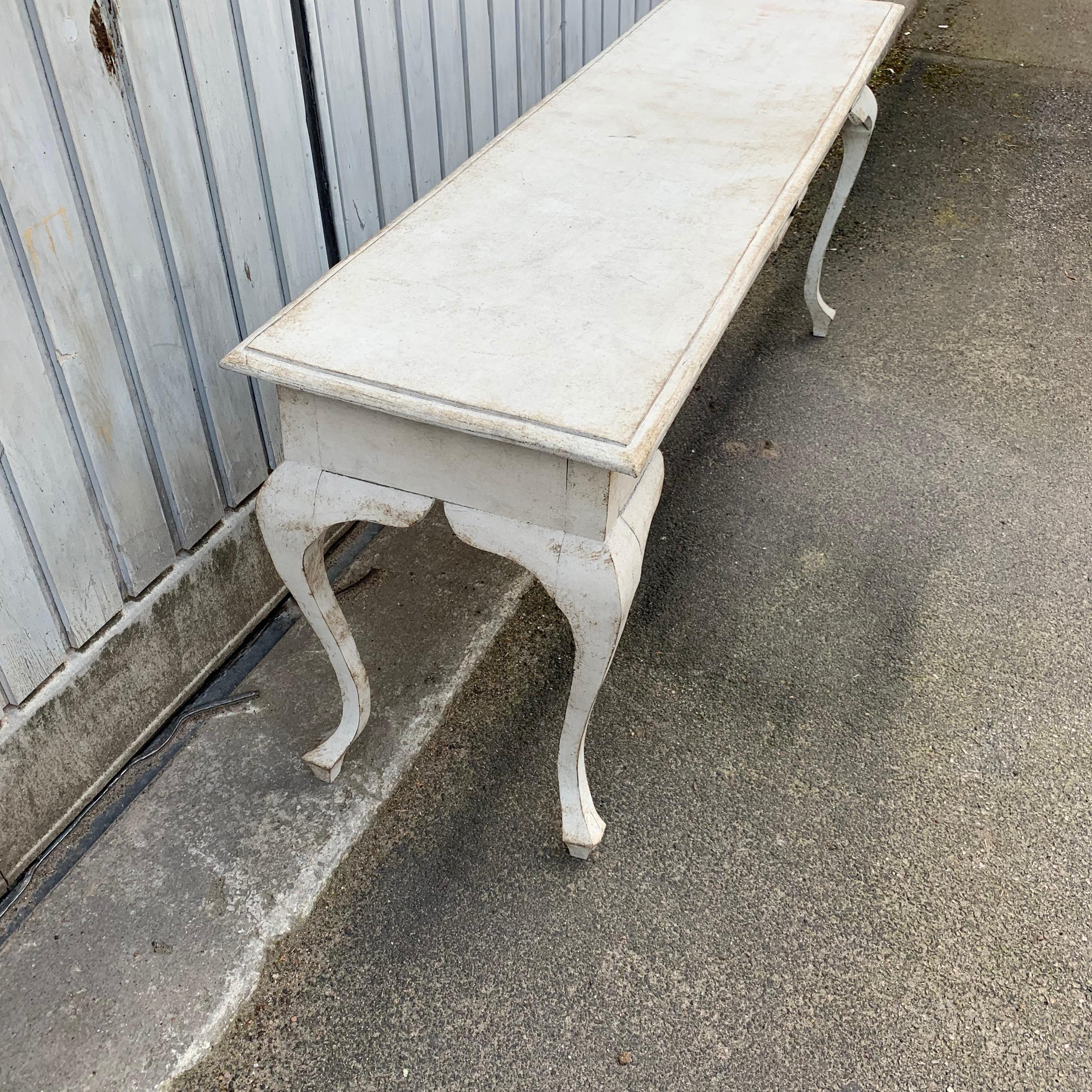 Swedish Gustavian Style Light Grey Painted Console with 3 Drawers 5