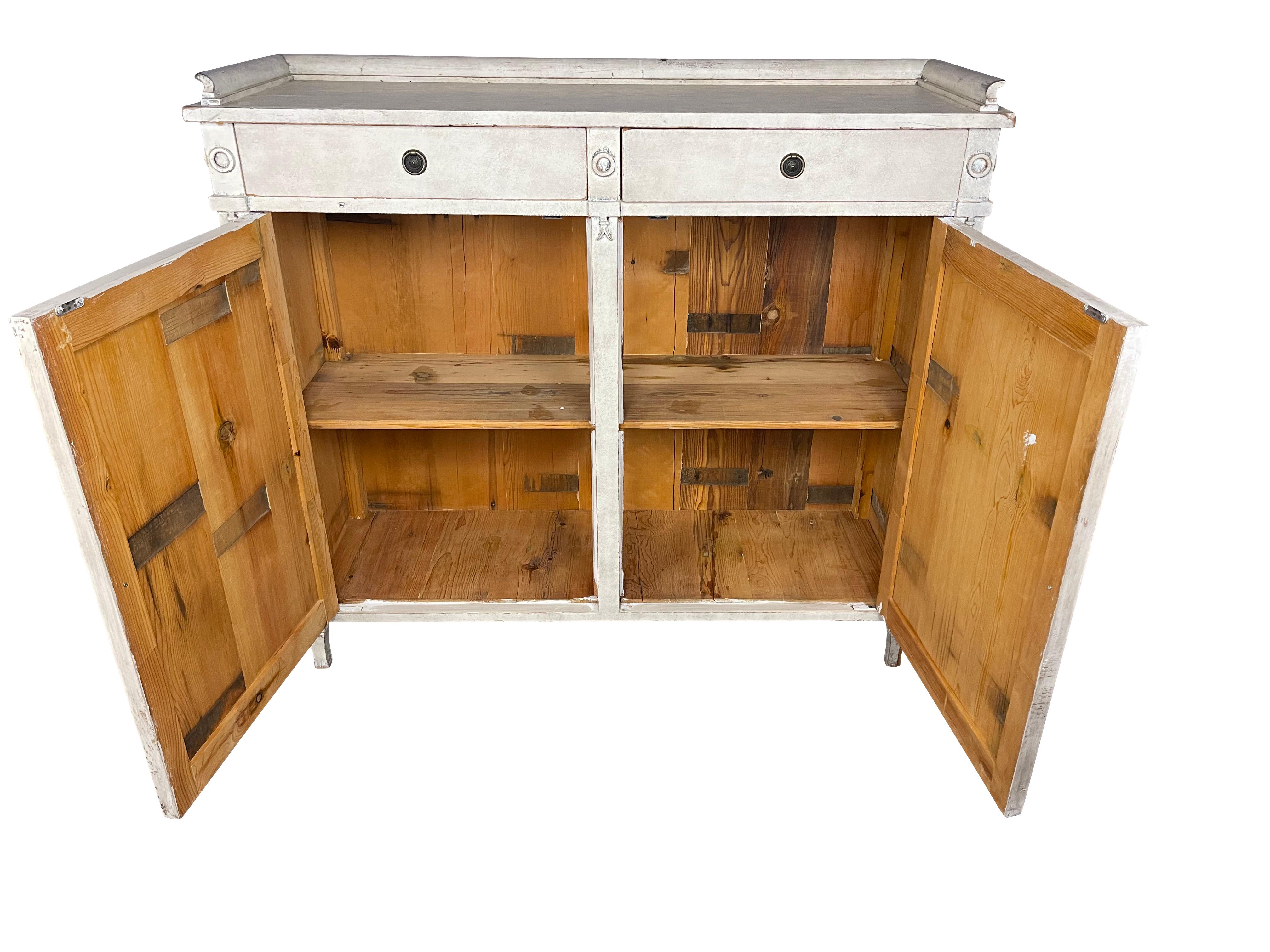19th Century Swedish Gustavian Lime Washed Buffet / Server In Good Condition For Sale In Essex, MA