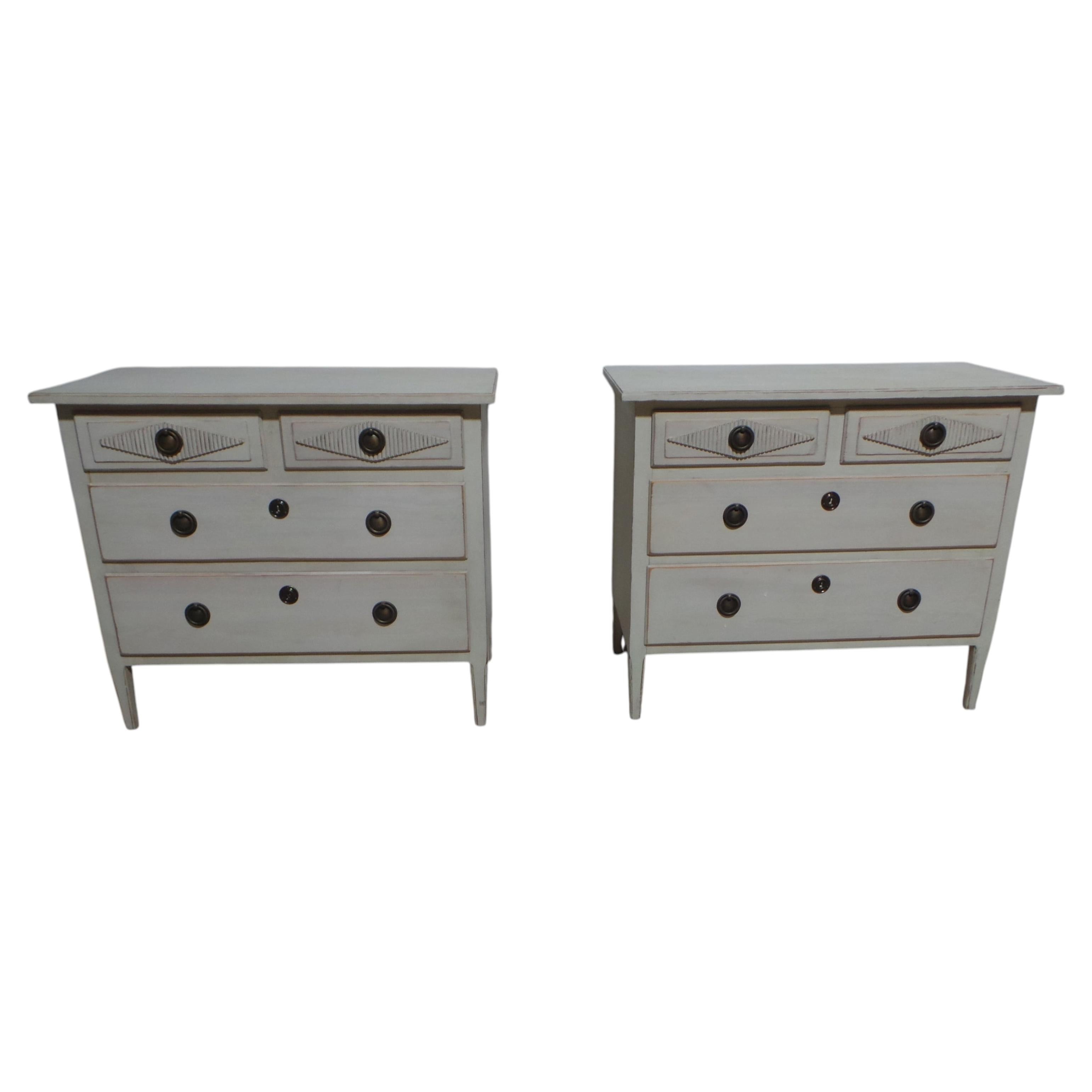 Swedish Gustavian Style Matching 3 Drawer Chest Of Drawers For Sale