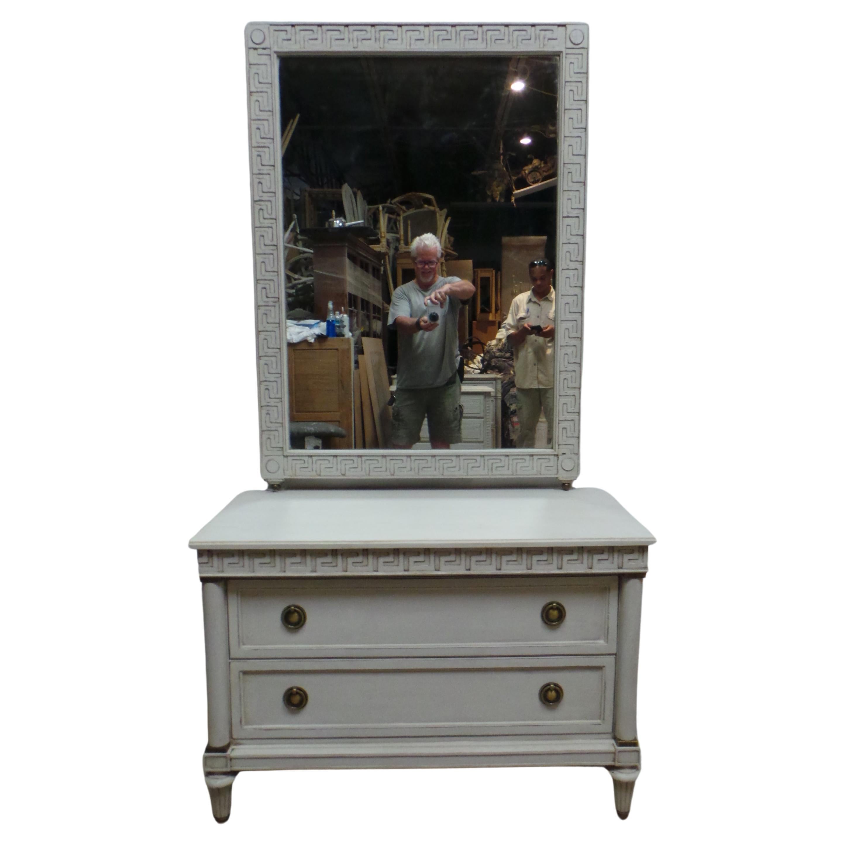 Swedish Gustavian Style Matching Mirror & Chest Of Drawers For Sale