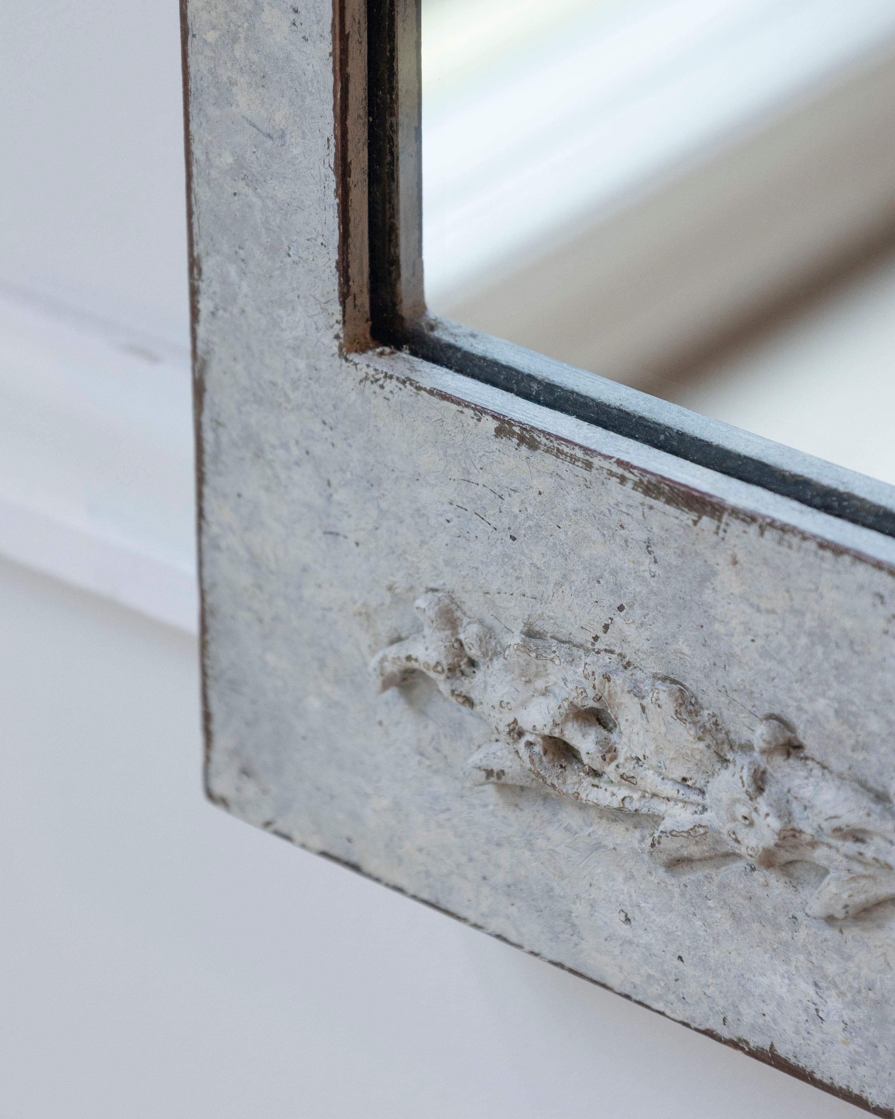 20th Century Swedish Gustavian Style Mirror in Light Sand Patina, circa 1920 For Sale