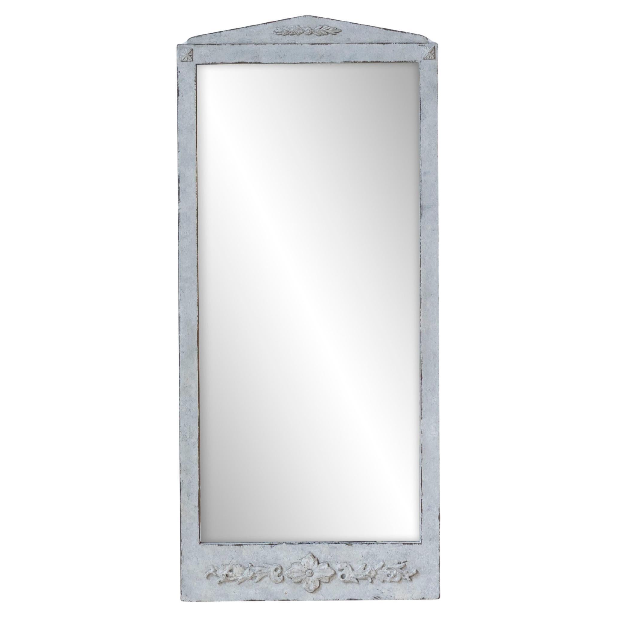 Swedish Gustavian Style Mirror in Light Sand Patina, circa 1920