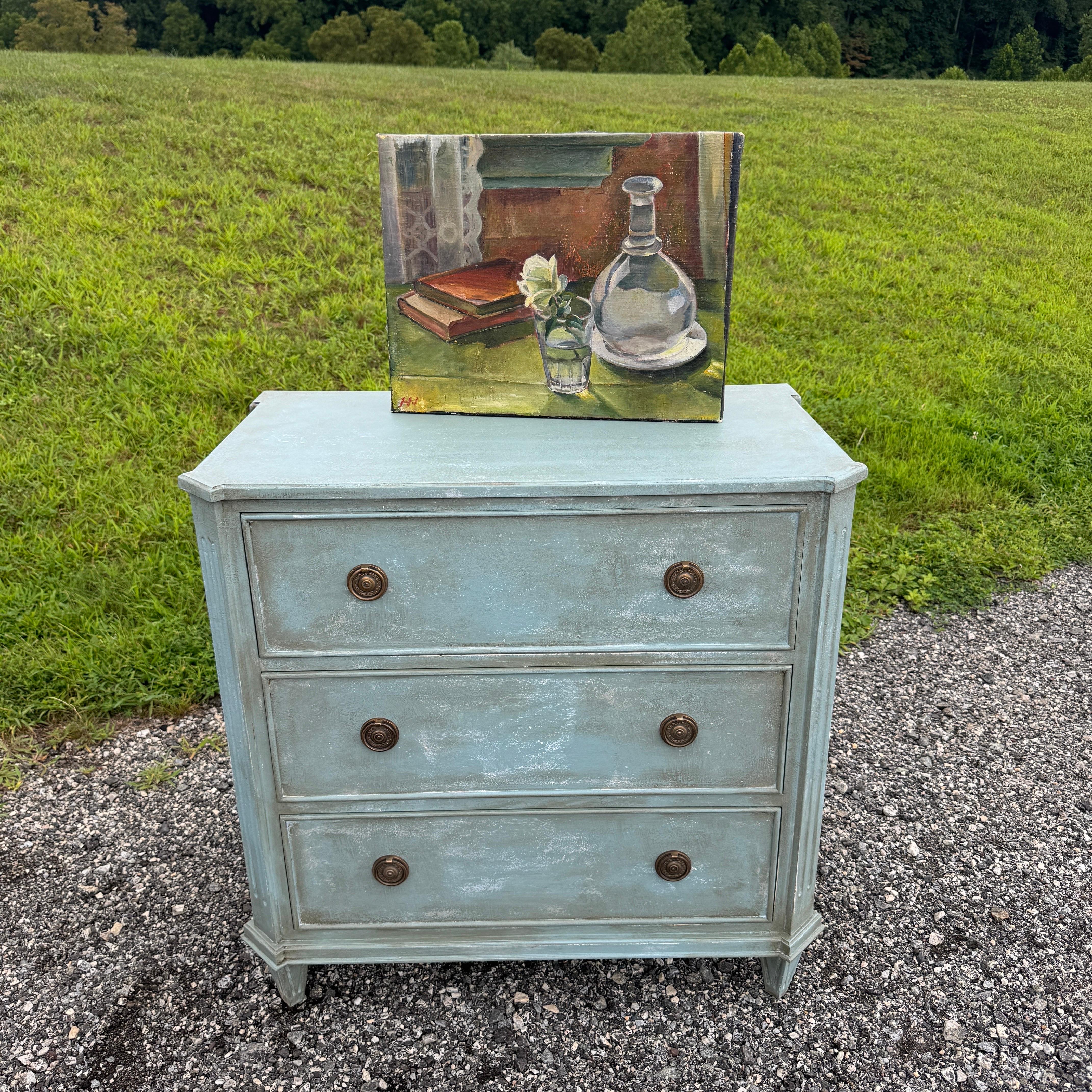 Swedish Gustavian Style Painted 3 Drawer Chest Bureau For Sale 3