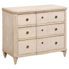 Swedish Gustavian Style Painted Breakfront Chest with Carved Dentil Molding