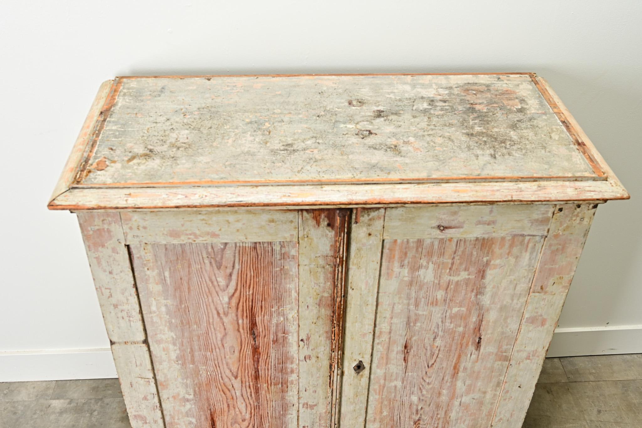 Wood Swedish Gustavian Style Painted Cabinet For Sale