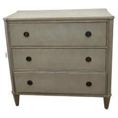 Swedish Gustavian Style Painted Celadon Three Drawer Dresser