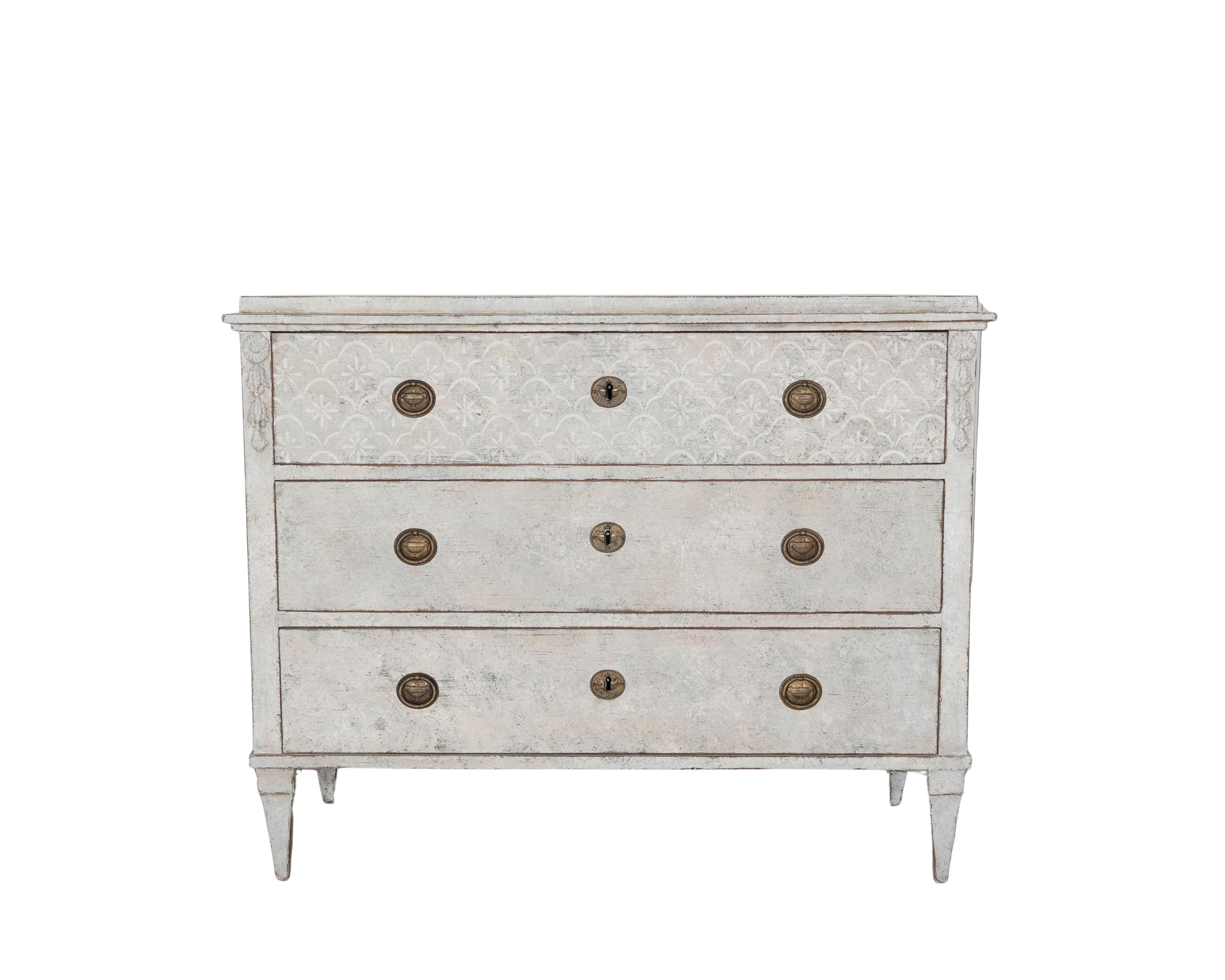 Swedish Gustavian Style Painted Chest of Drawers, Circa 1840