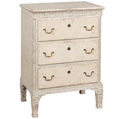 Swedish Gustavian Style Painted Chest of Drawers with Guilloche and Semi-Colums
