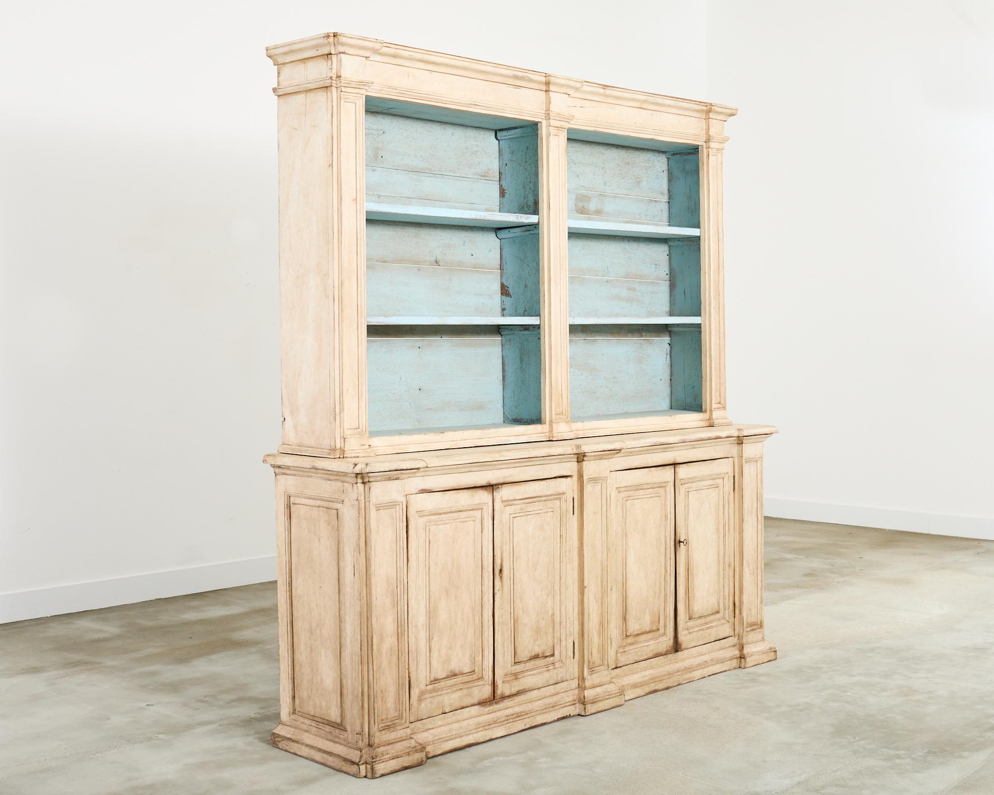 Italian Swedish Gustavian Style Painted Pine Two-Part Bookcase
