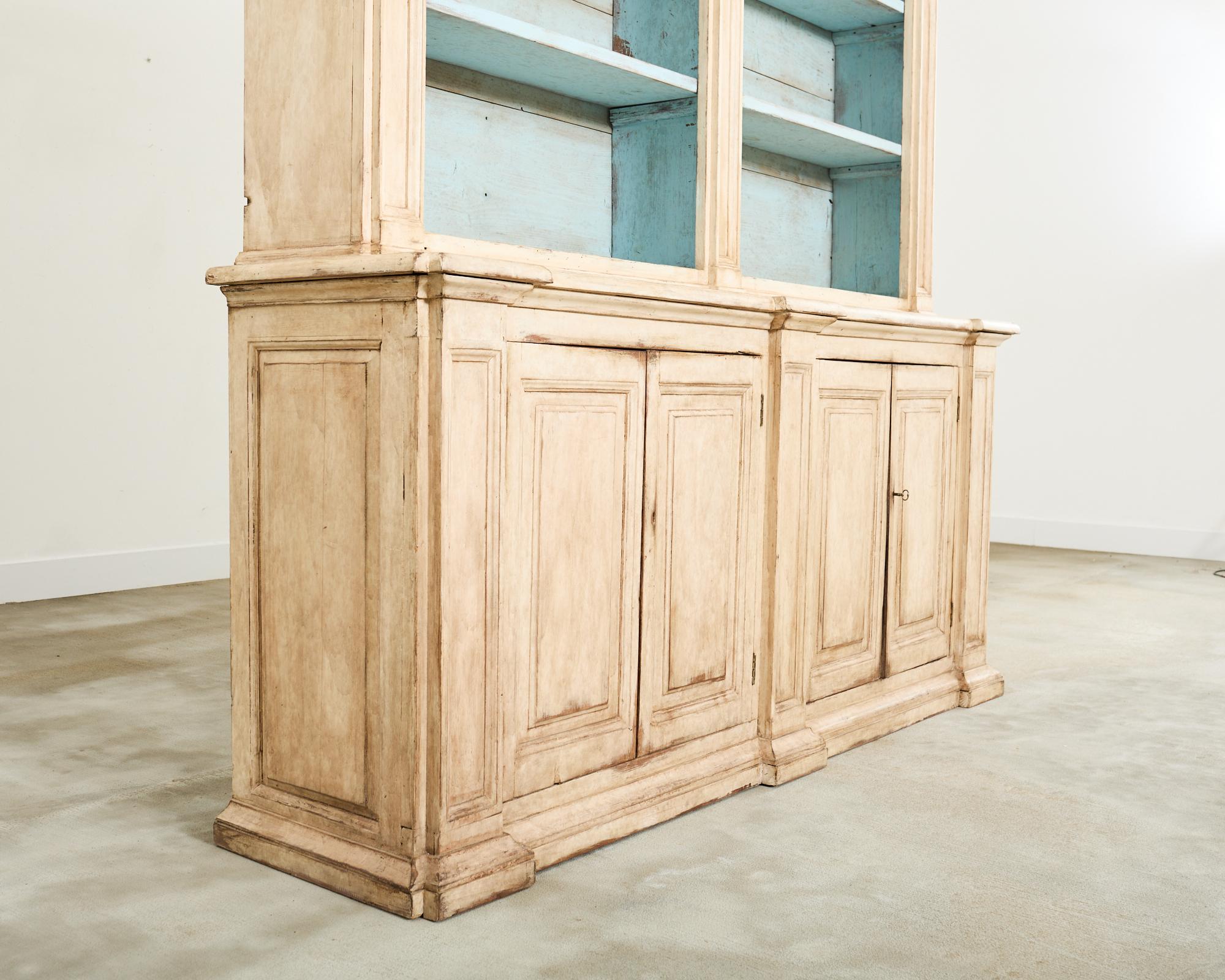 20th Century Swedish Gustavian Style Painted Pine Two-Part Bookcase