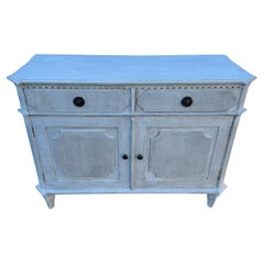 Swedish Gustavian Style Painted Reeded Commode Cabinet