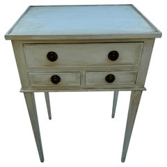 Swedish Gustavian Style Painted Side Table Bedside with 3 Drawers