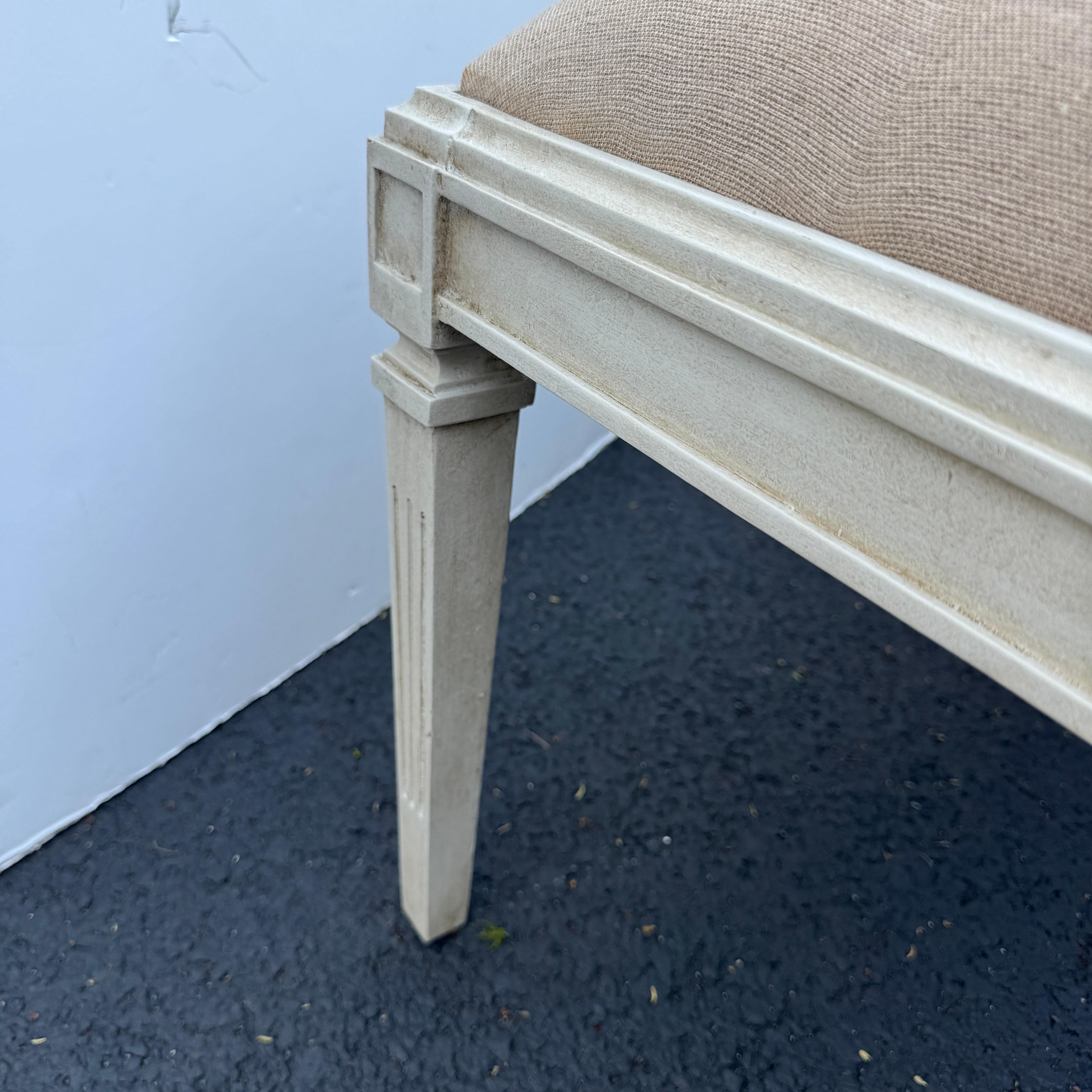 Swedish Gustavian Style Painted Upholstered Bench In Good Condition For Sale In Haddonfield, NJ