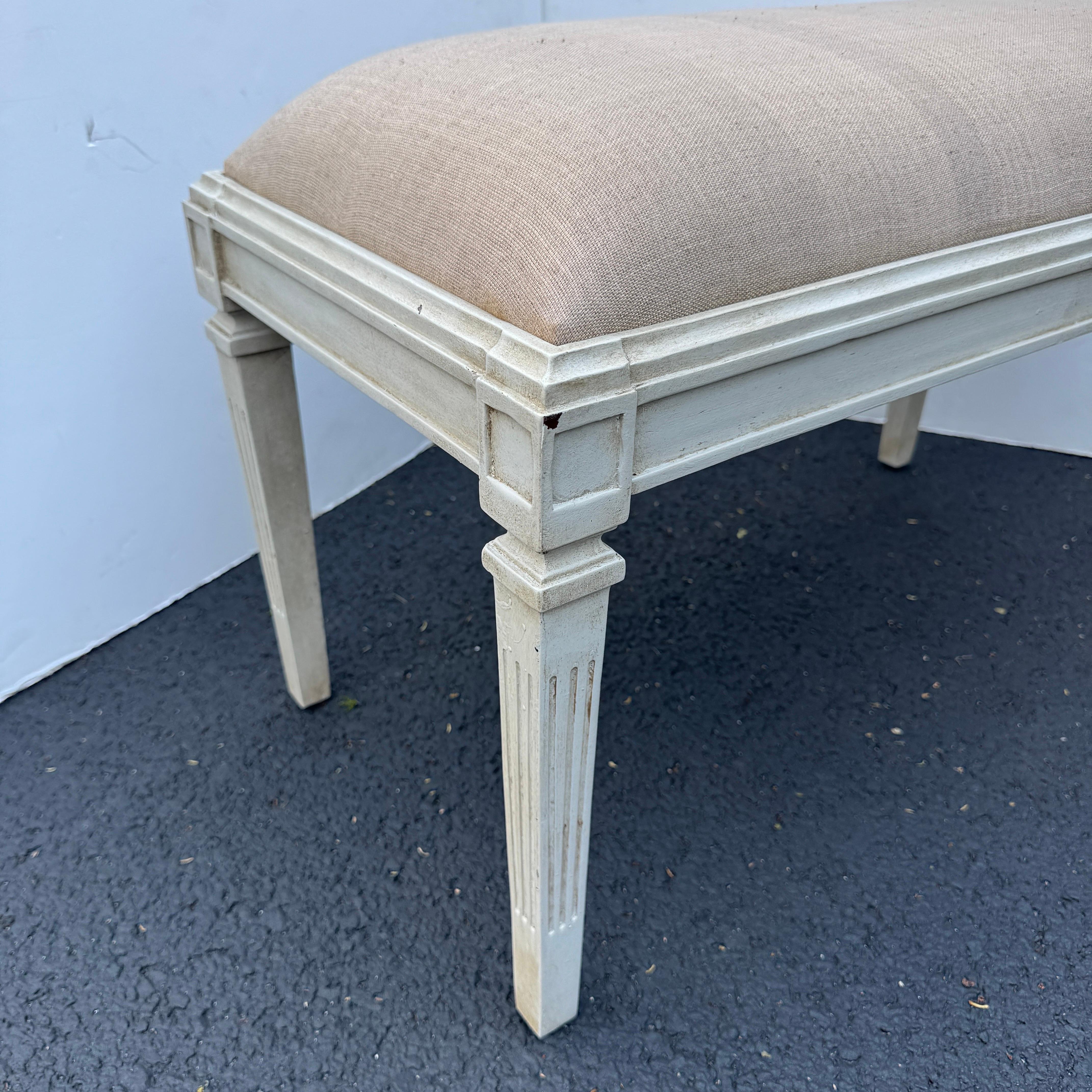 Swedish Gustavian Style Painted Upholstered Bench For Sale 1