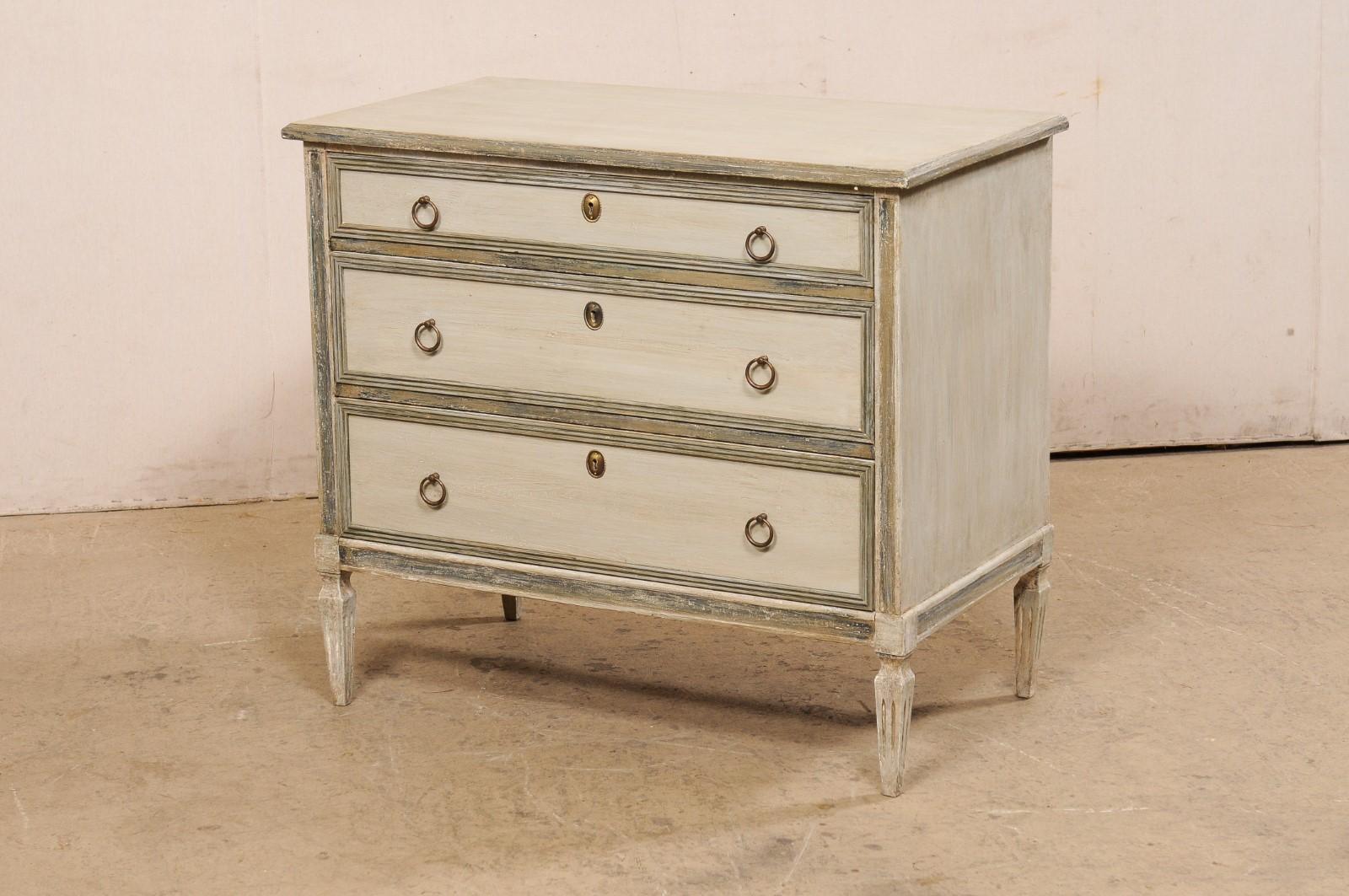 Swedish Gustavian Style Painted Wood Chest 6