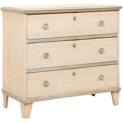 Swedish Gustavian Style Painted Wood Chest in Pale Blue Hues, Mid-20th Century