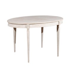 Swedish Gustavian Style Painted Wood Oval Table with Tapered Legs, circa 1880