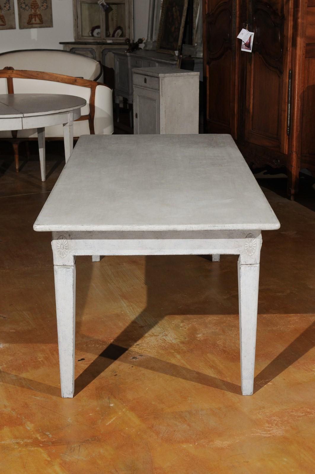 Swedish Gustavian Style Painted Wood Table with Two Drawers, 20th Century 7