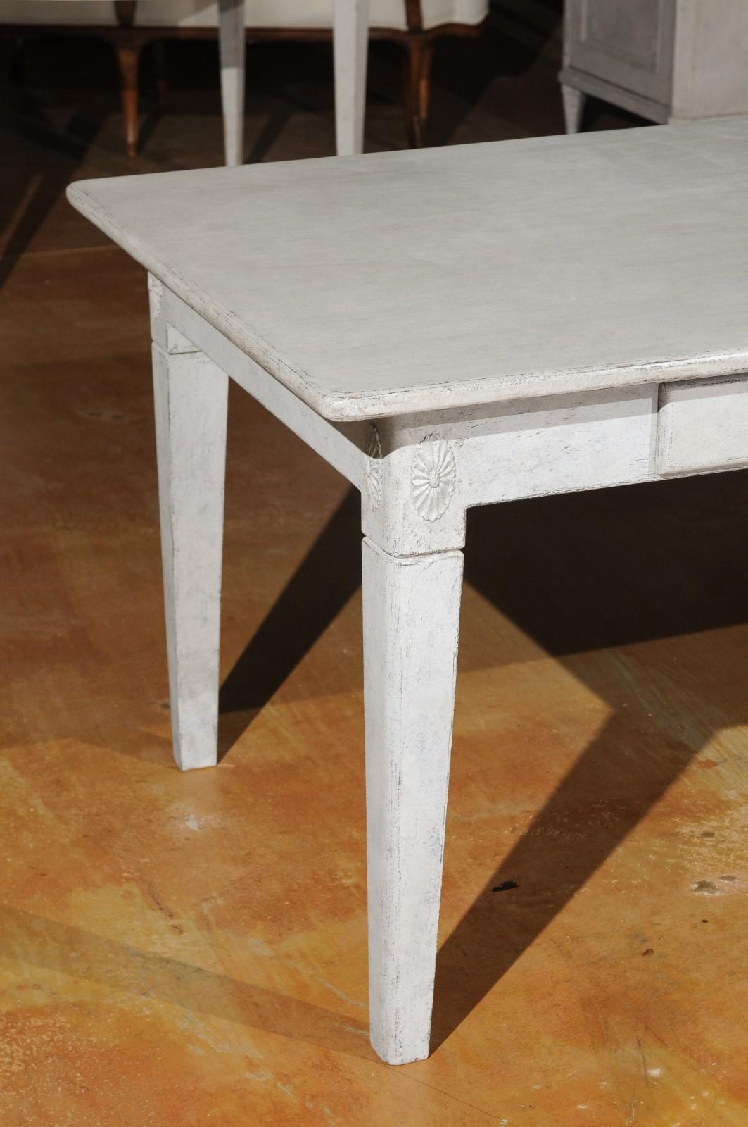 Swedish Gustavian Style Painted Wood Table with Two Drawers, 20th Century In Good Condition In Atlanta, GA