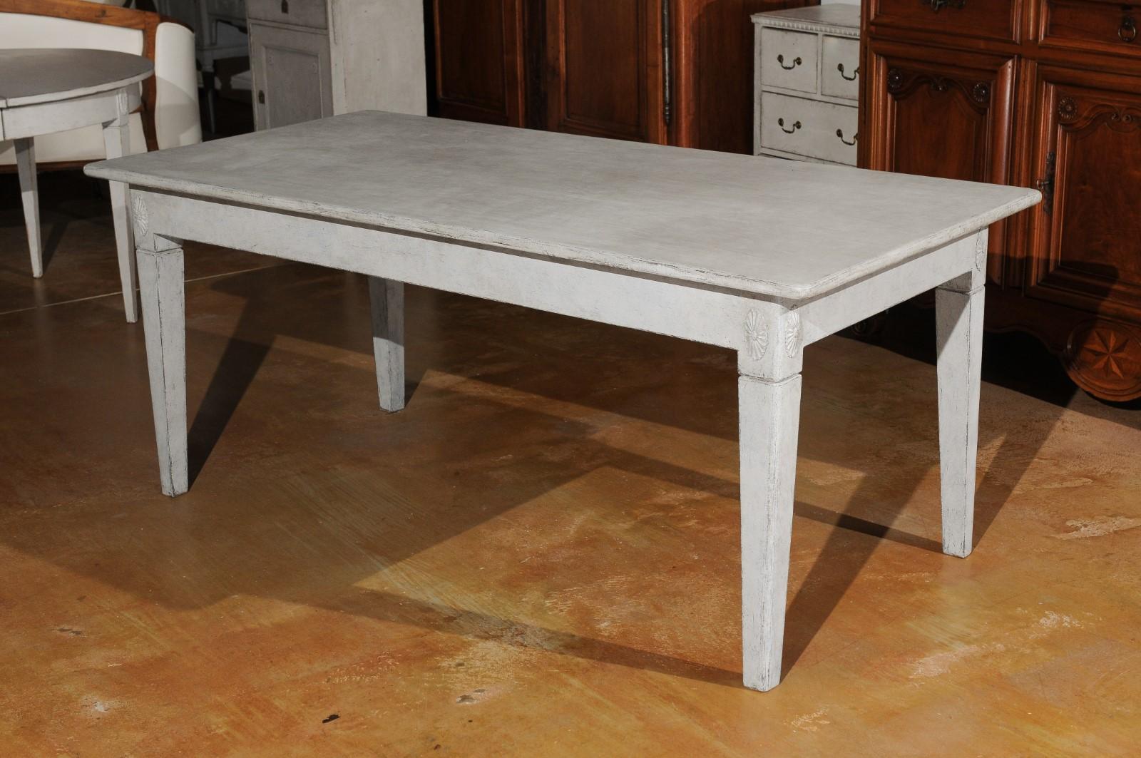 Swedish Gustavian Style Painted Wood Table with Two Drawers, 20th Century 5