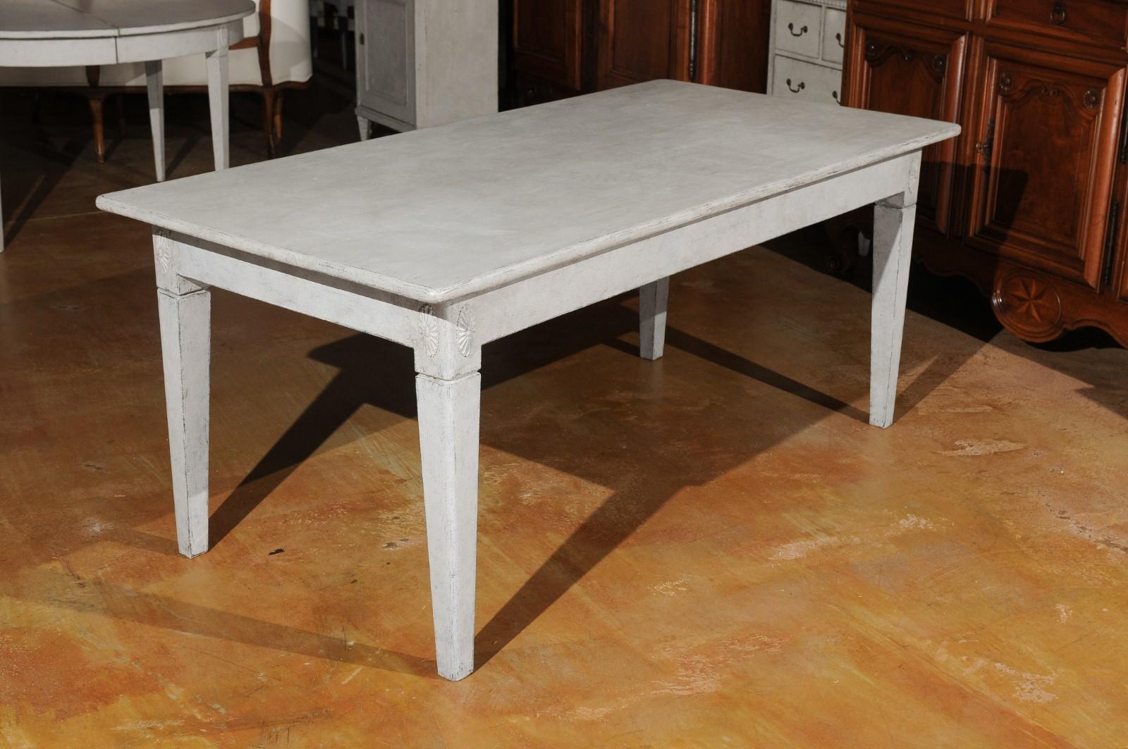 Swedish Gustavian Style Painted Wood Table with Two Drawers, 20th Century 6