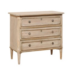 Swedish Gustavian Style Painted Wood Three Drawer Chest in Pale Grey