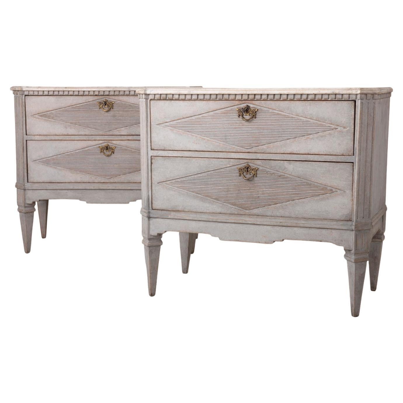 Swedish Gustavian Style Painted Nightstand Table with Reeded Motifs