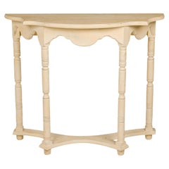 Table console suédoise de style gustavien de forme demi-lune peinte jaune pâle